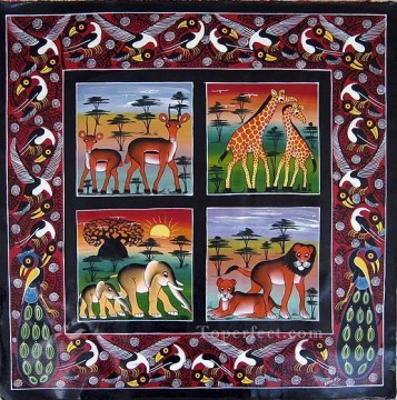  african Art - wildlife on African grasslan